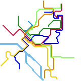 Umeå bus lines in metro style (speculative)