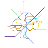 Bucharest with small distance train lines (speculative)
